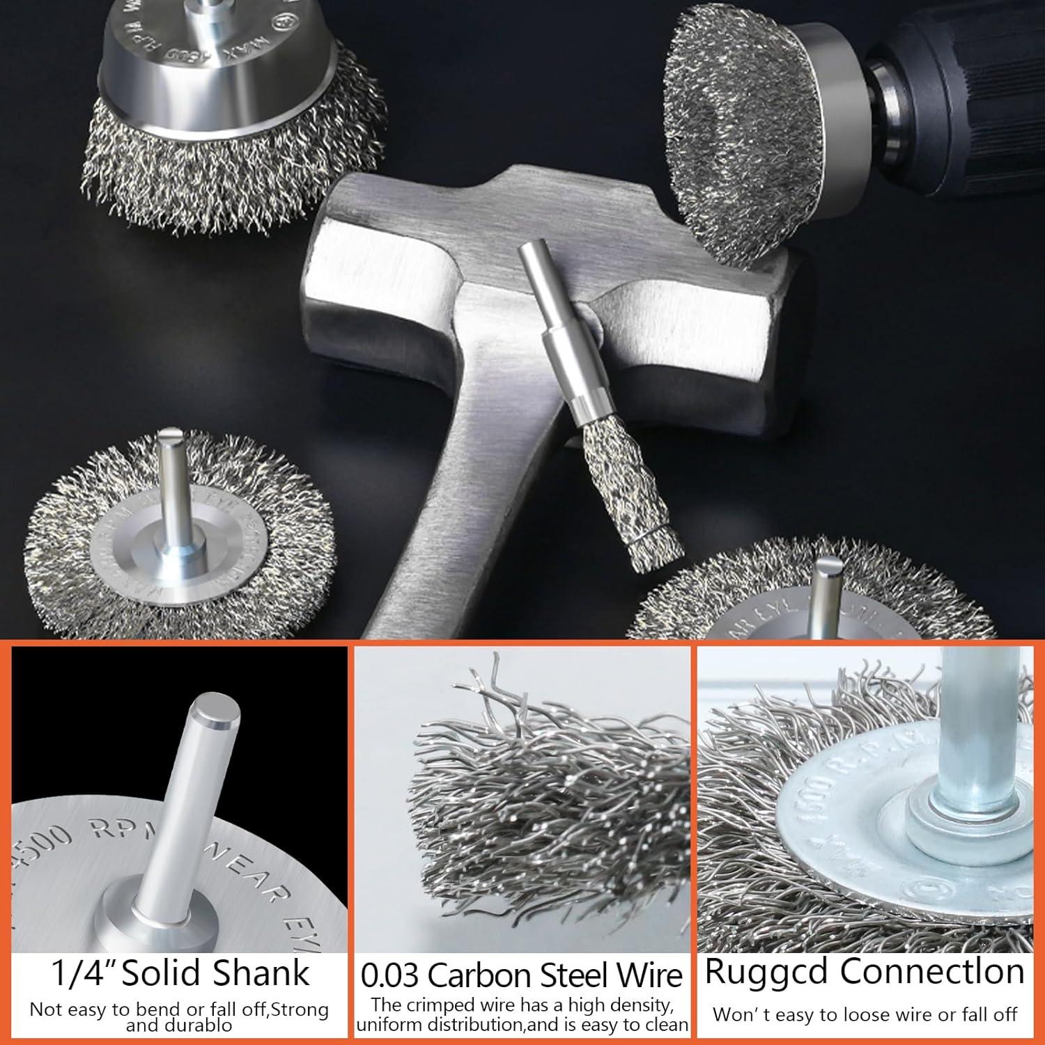 Juego de Cepillos de Alambre JIUNENG 9 Piezas para Taladro