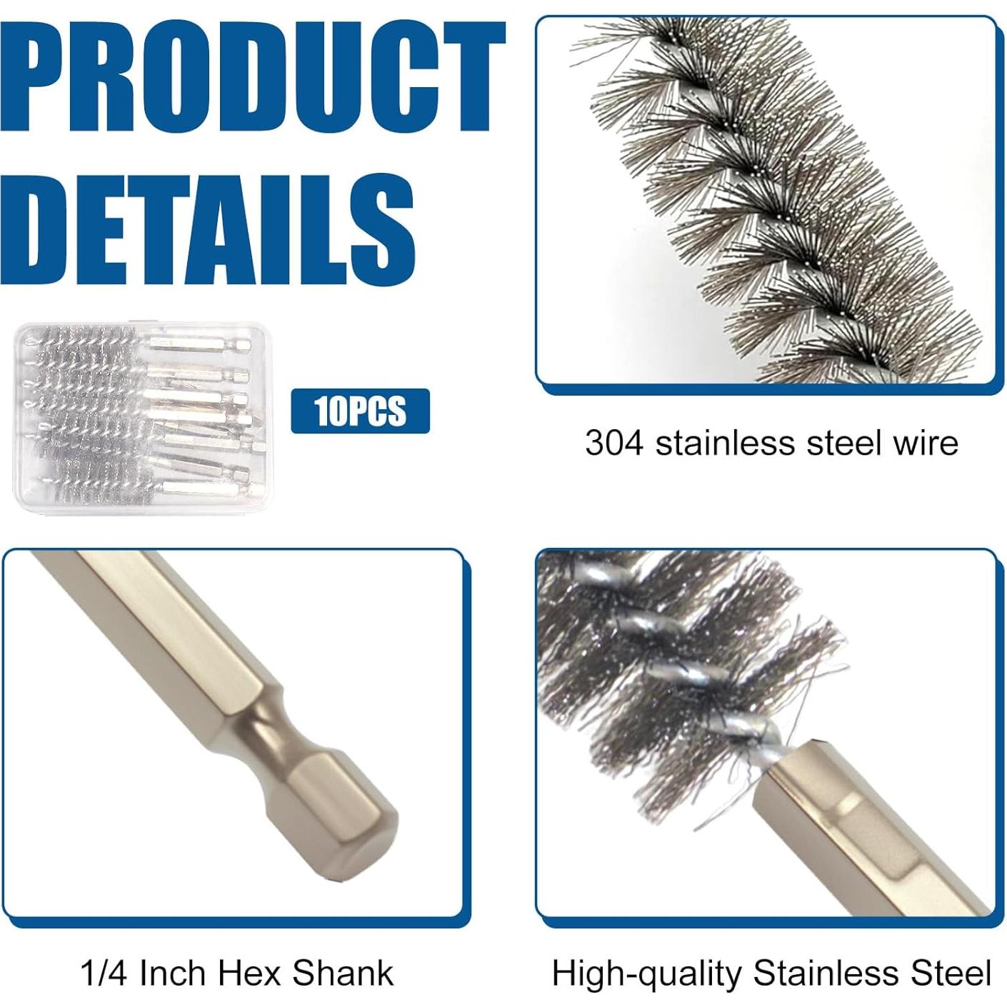 Juego de 10 Cepillos de Alambre JUNTIANZE para Taladro 6.35 mm