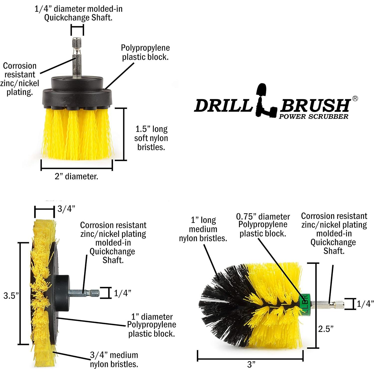 Juego de Cepillos de Limpieza para Taladro Drillbrush 3 Piezas