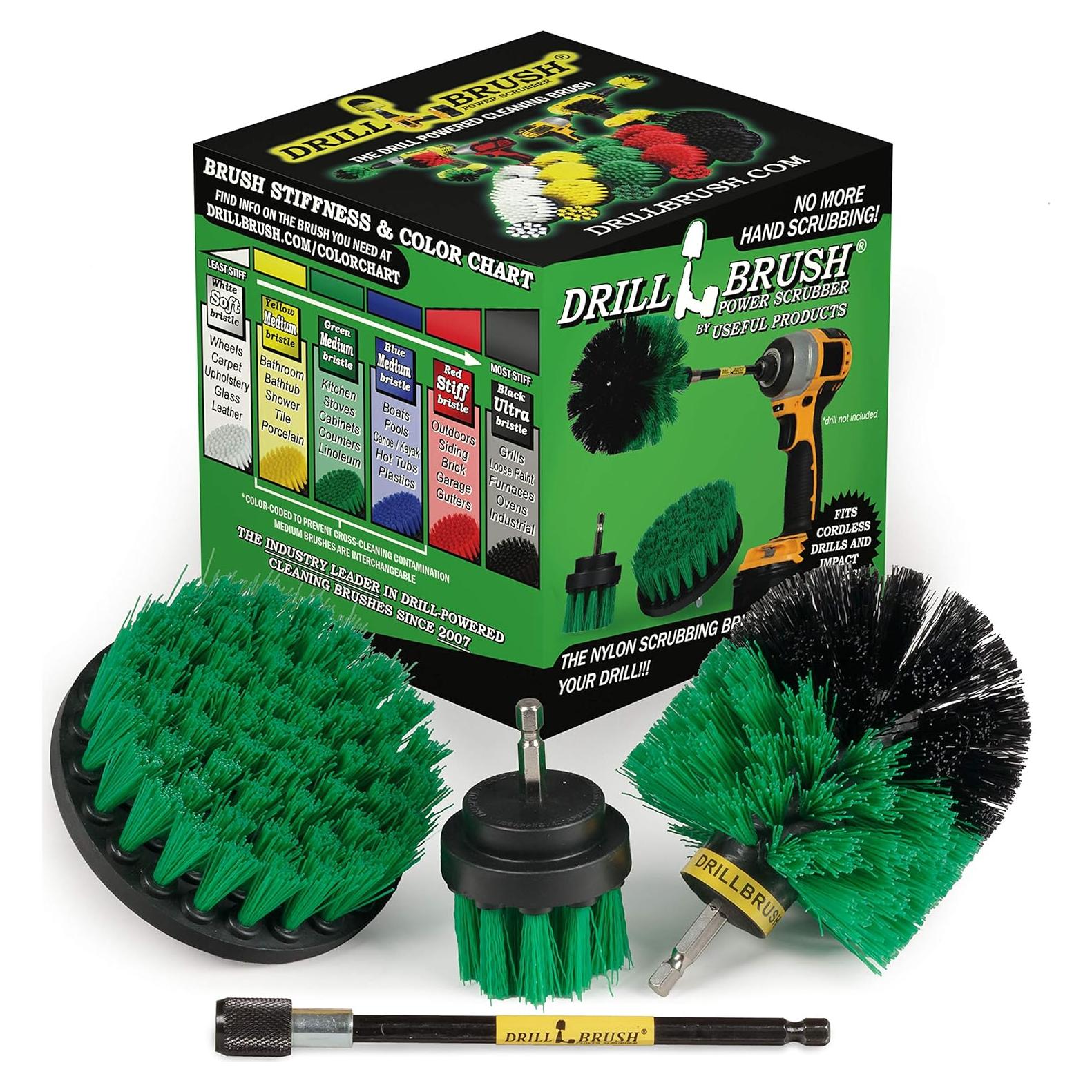 Kit de Cepillos de Limpieza Drillbrush Verde para Cocina