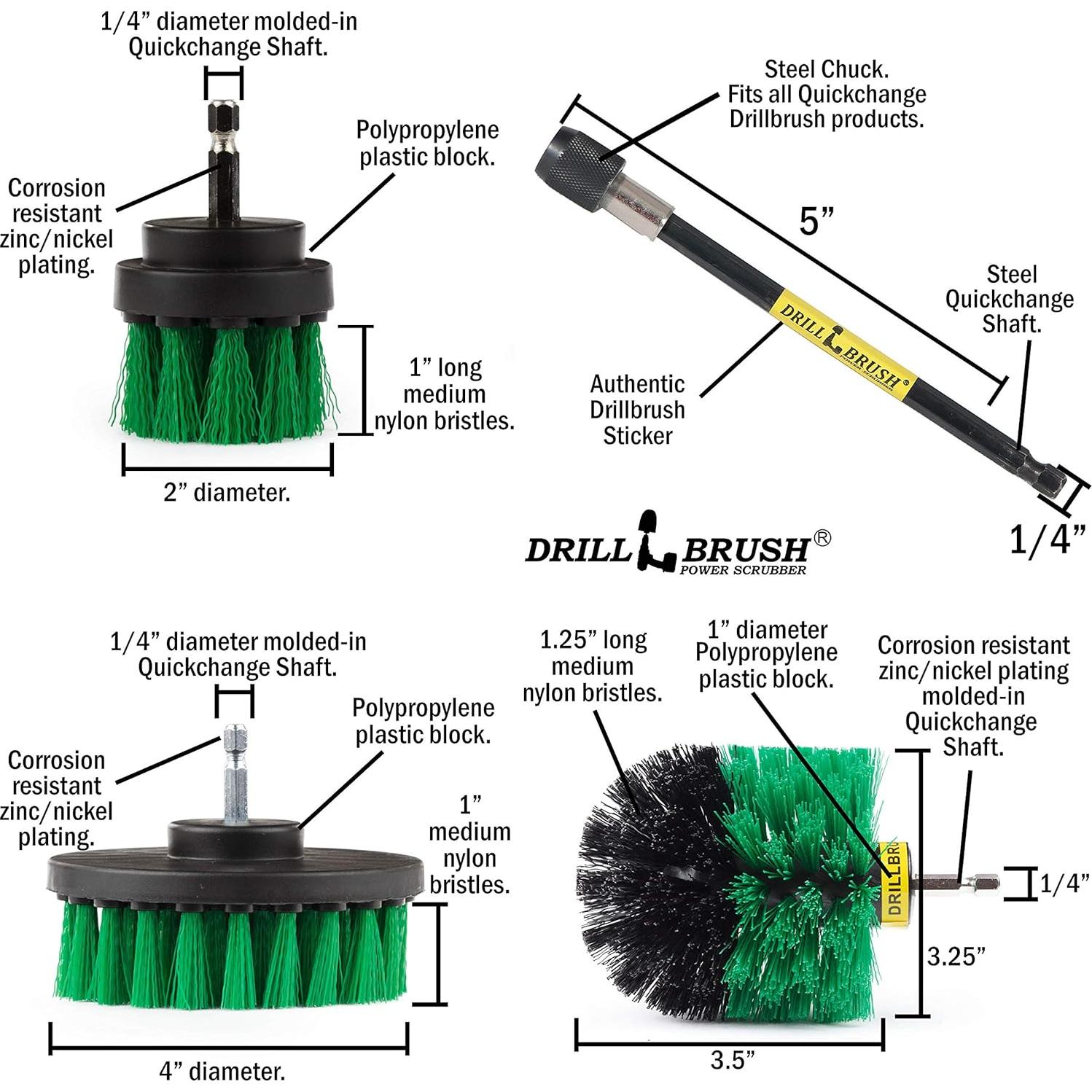 Kit de Cepillos de Limpieza Drillbrush Verde para Cocina