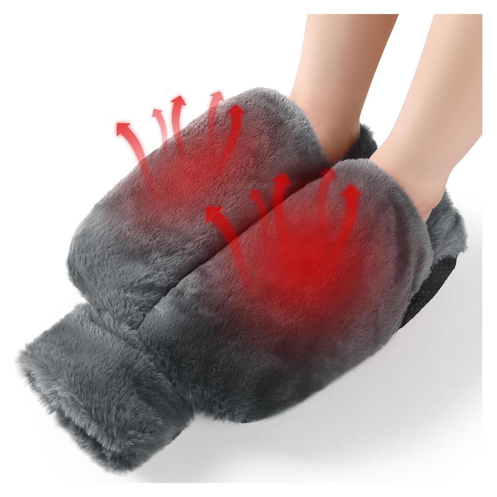 Calentador de pies WESTHL 2L con funda de felpa lavable - Gris oscuro