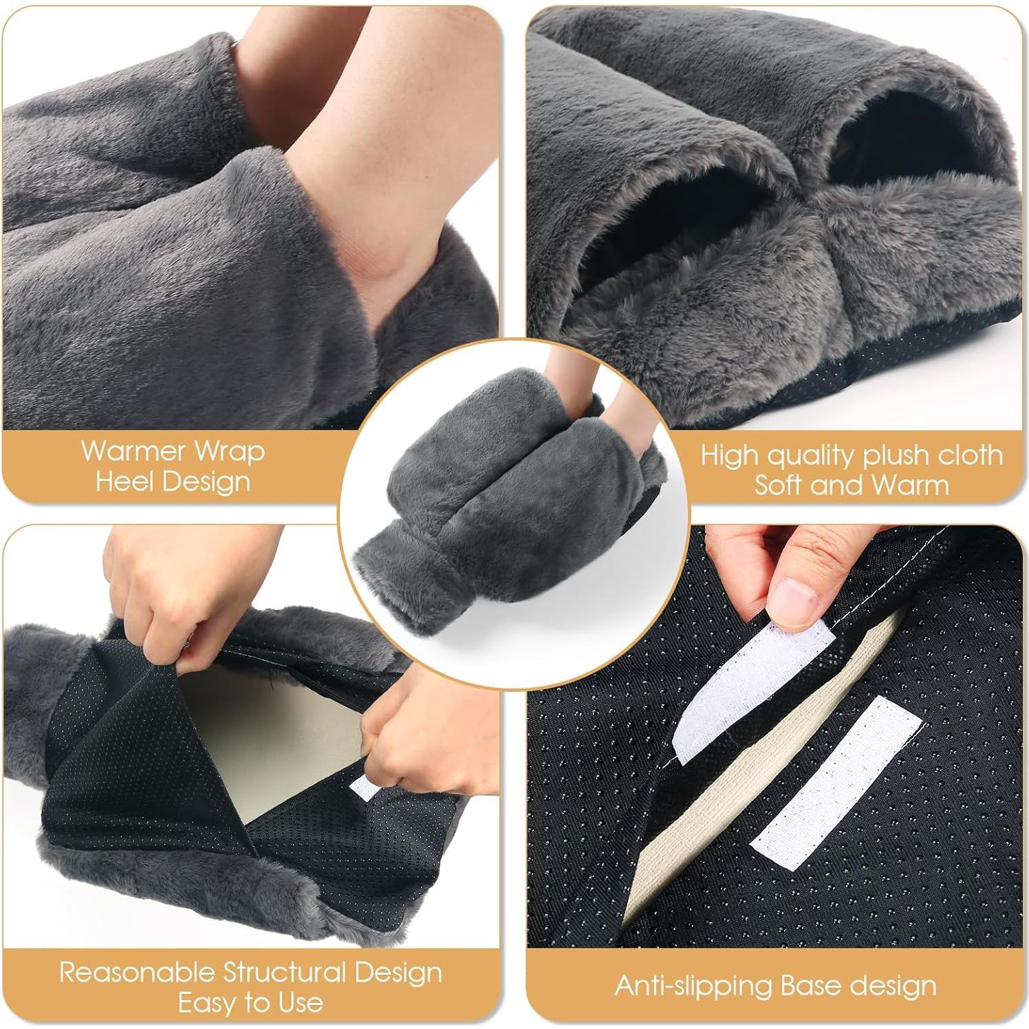 Calentador de pies WESTHL 2L con funda de felpa lavable - Gris oscuro
