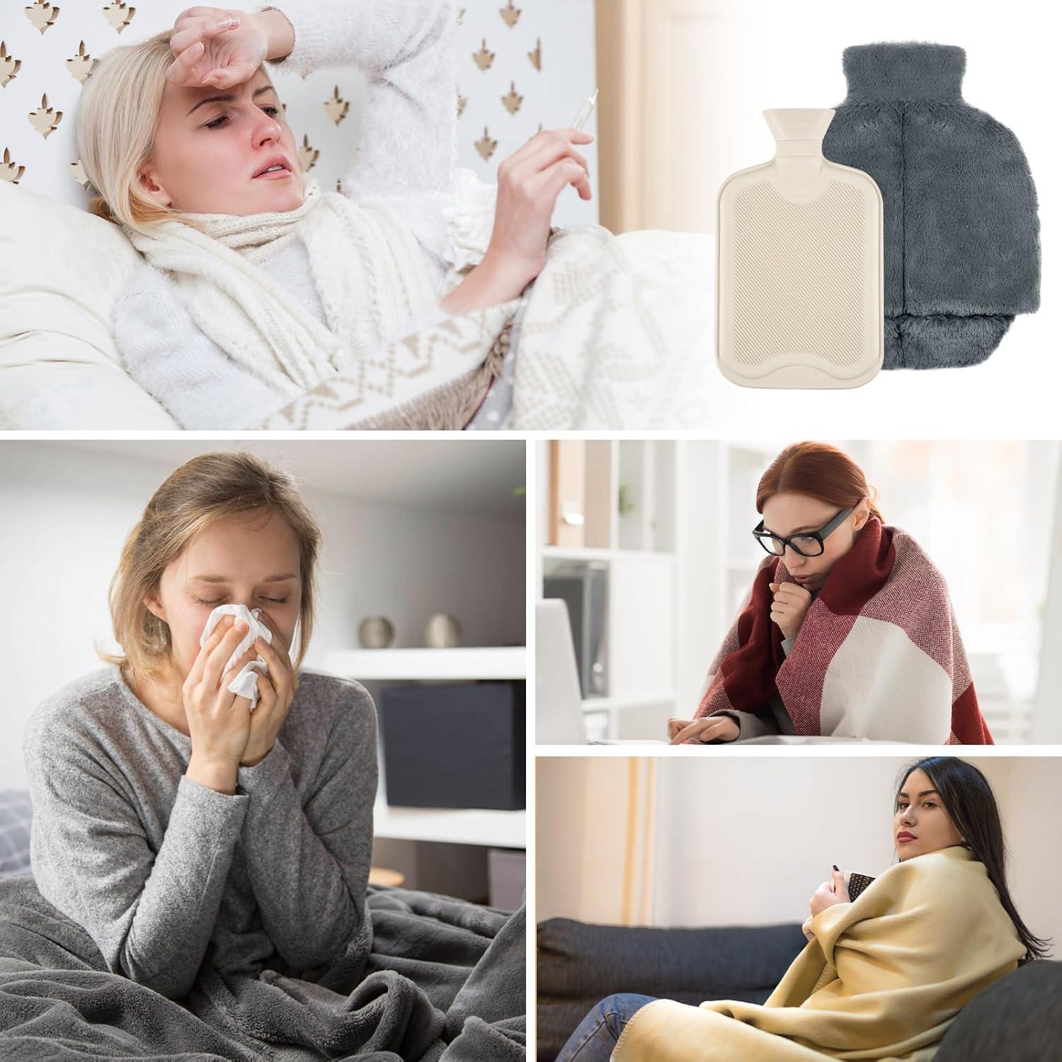 Calentador de pies WESTHL 2L con funda de felpa lavable - Gris oscuro