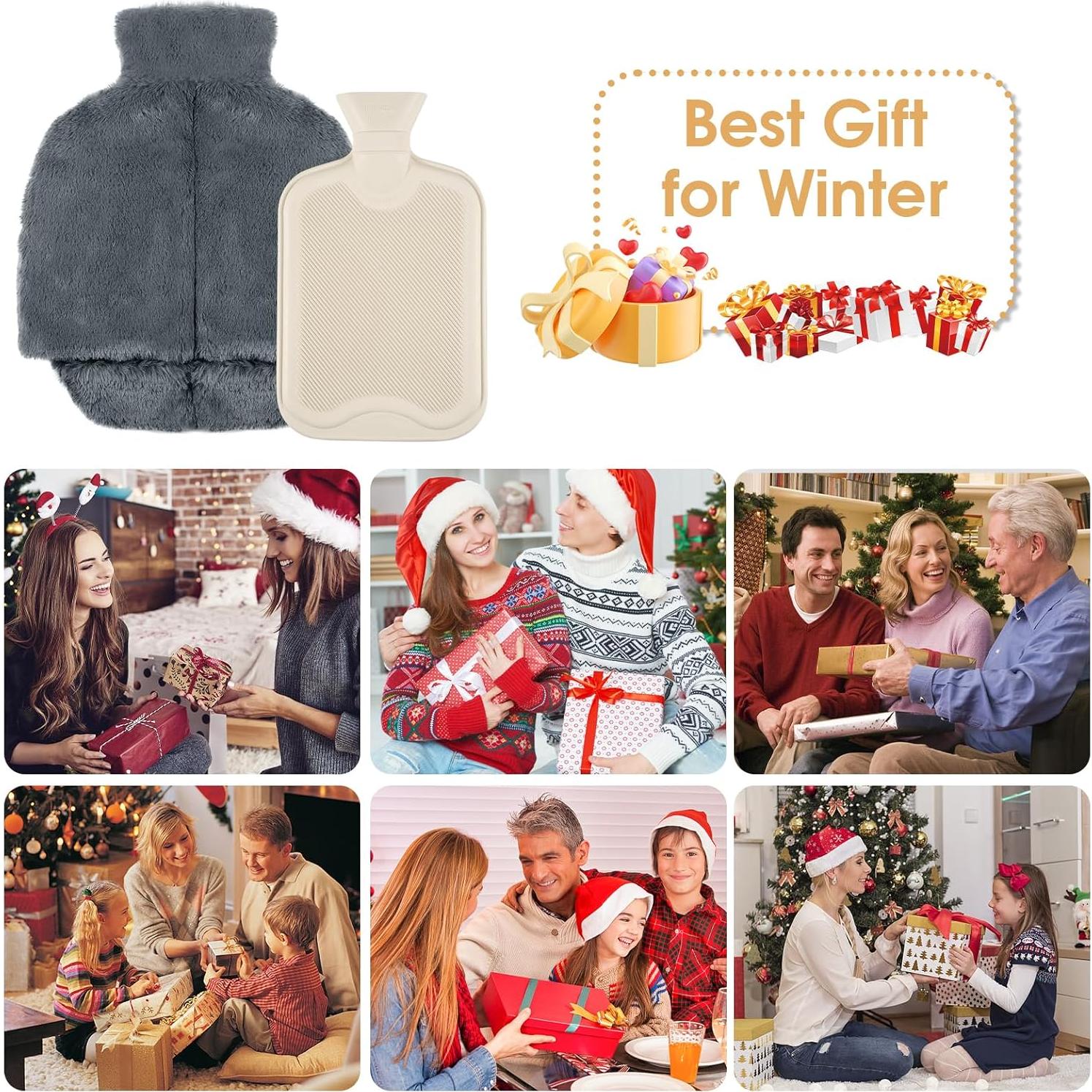 Calentador de pies WESTHL 2L con funda de felpa lavable - Gris oscuro