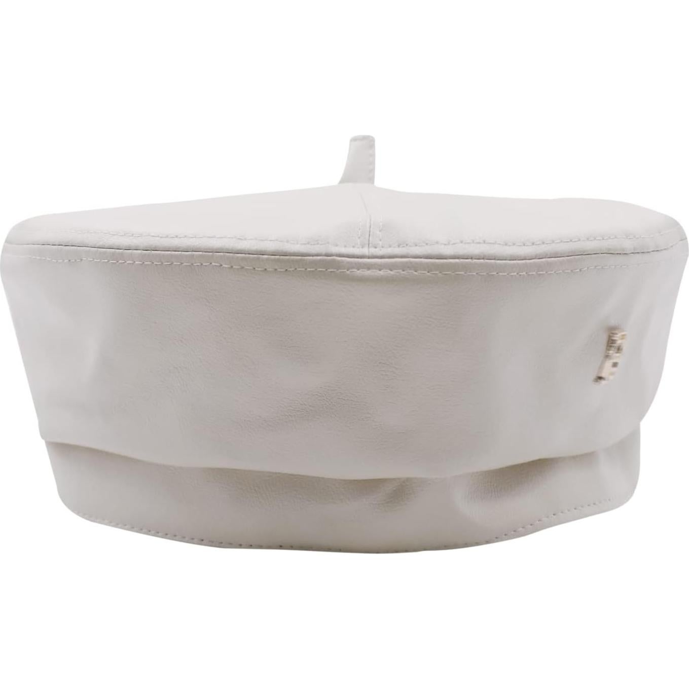 Gorro Boina Clásico de PU para Mujeres - Ajustable Beige