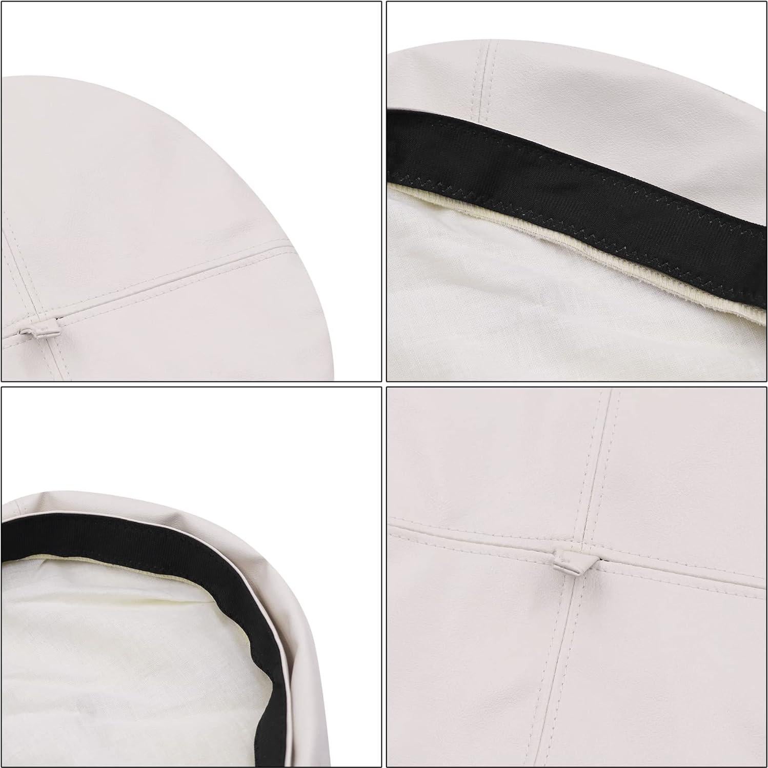 Gorro Boina Clásico de PU para Mujeres - Ajustable Beige