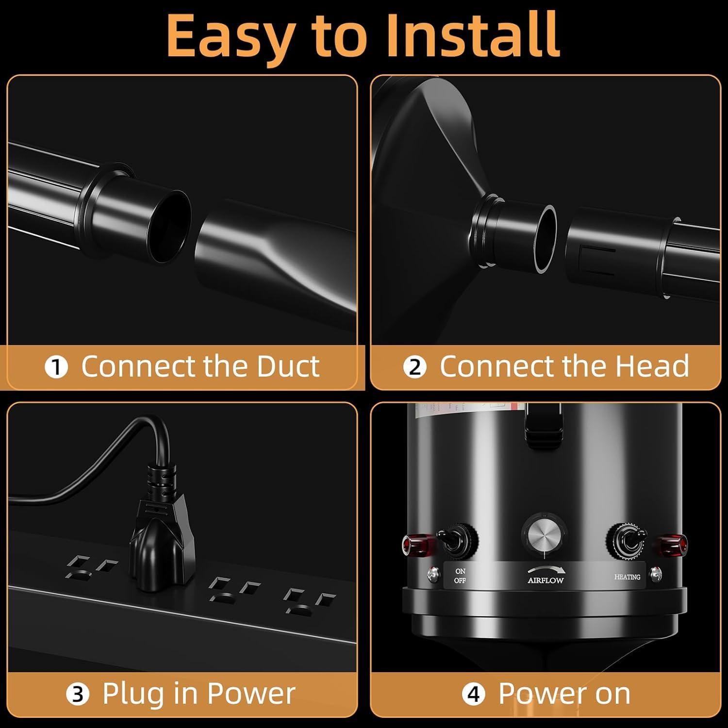 Secador Profesional para Mascotas COTUBLR Negro 4 Boquillas