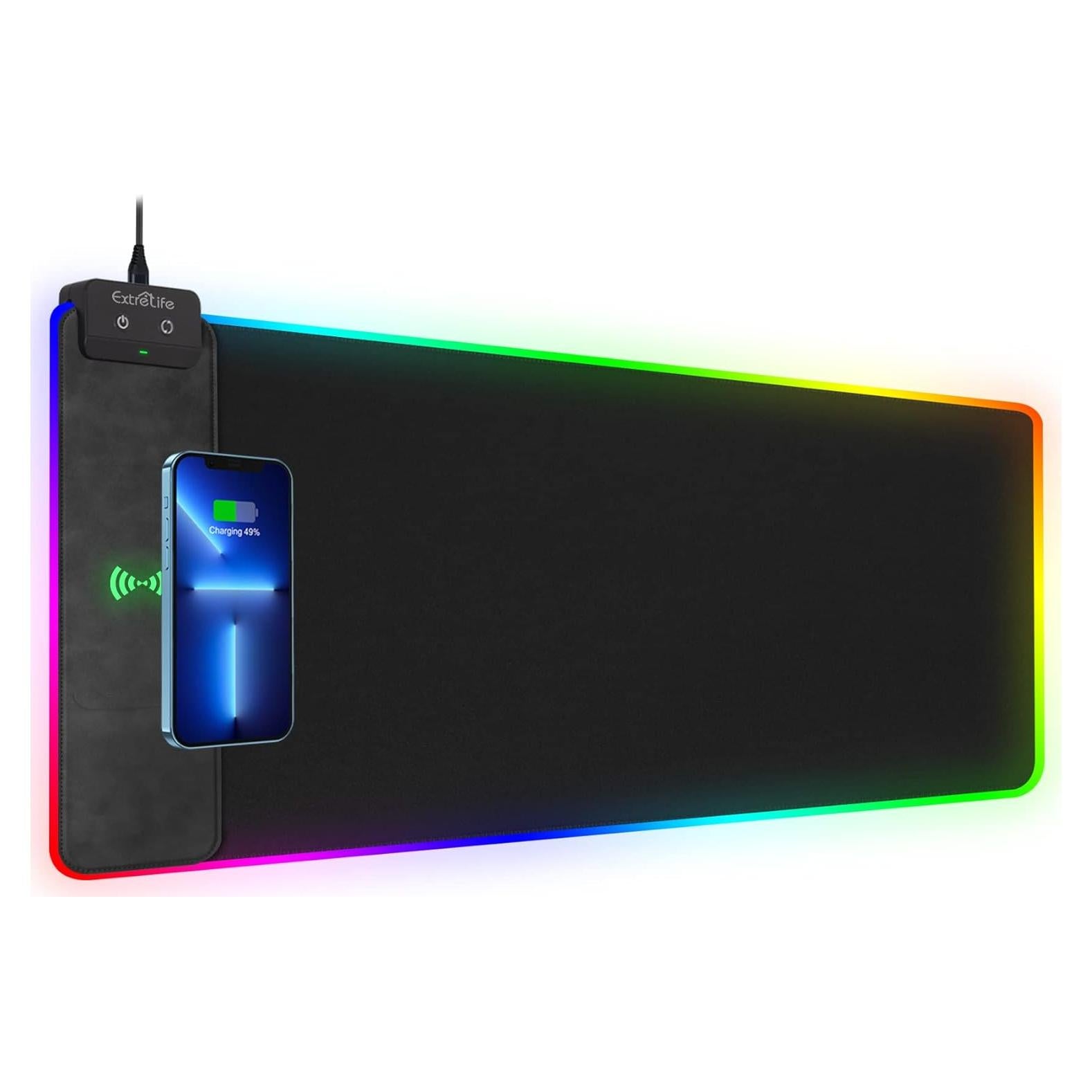 Alfombrilla de Ratón Gaming RGB ExtreLife con Carga Inalámbrica 800x400mm