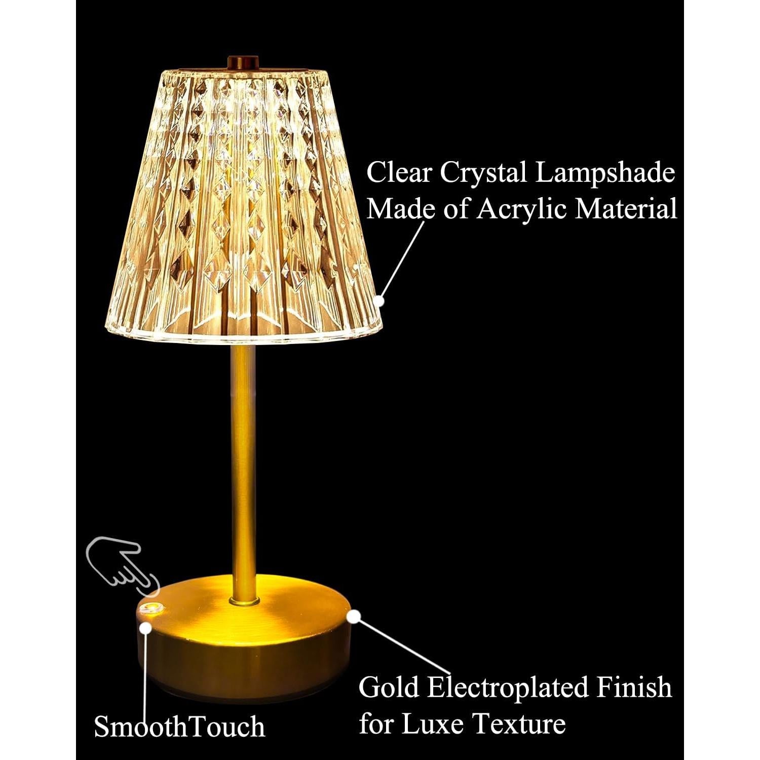 Lámpara de Mesa Inalámbrica Dorada Recargable 5000mAh