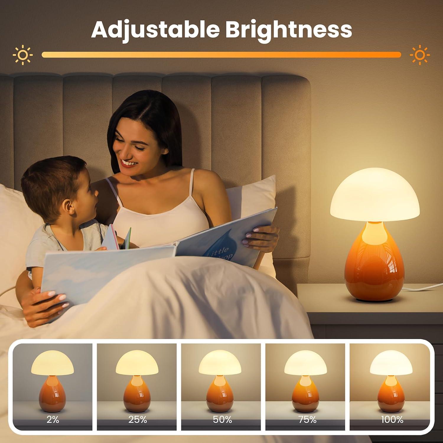 Lámpara de Hongo VanBoLon LED Regulable Blanca y Naranja