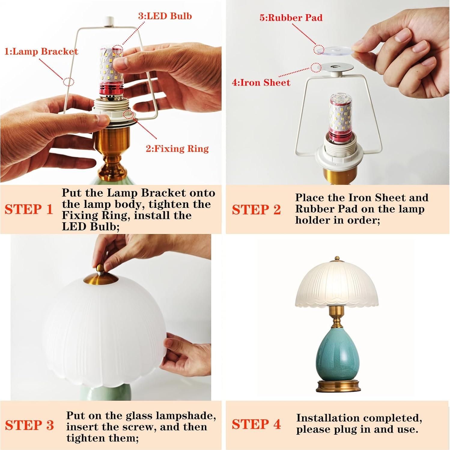 Lámpara de Mesa Vintage Glivpny 40.64 cm Cerámica Retro