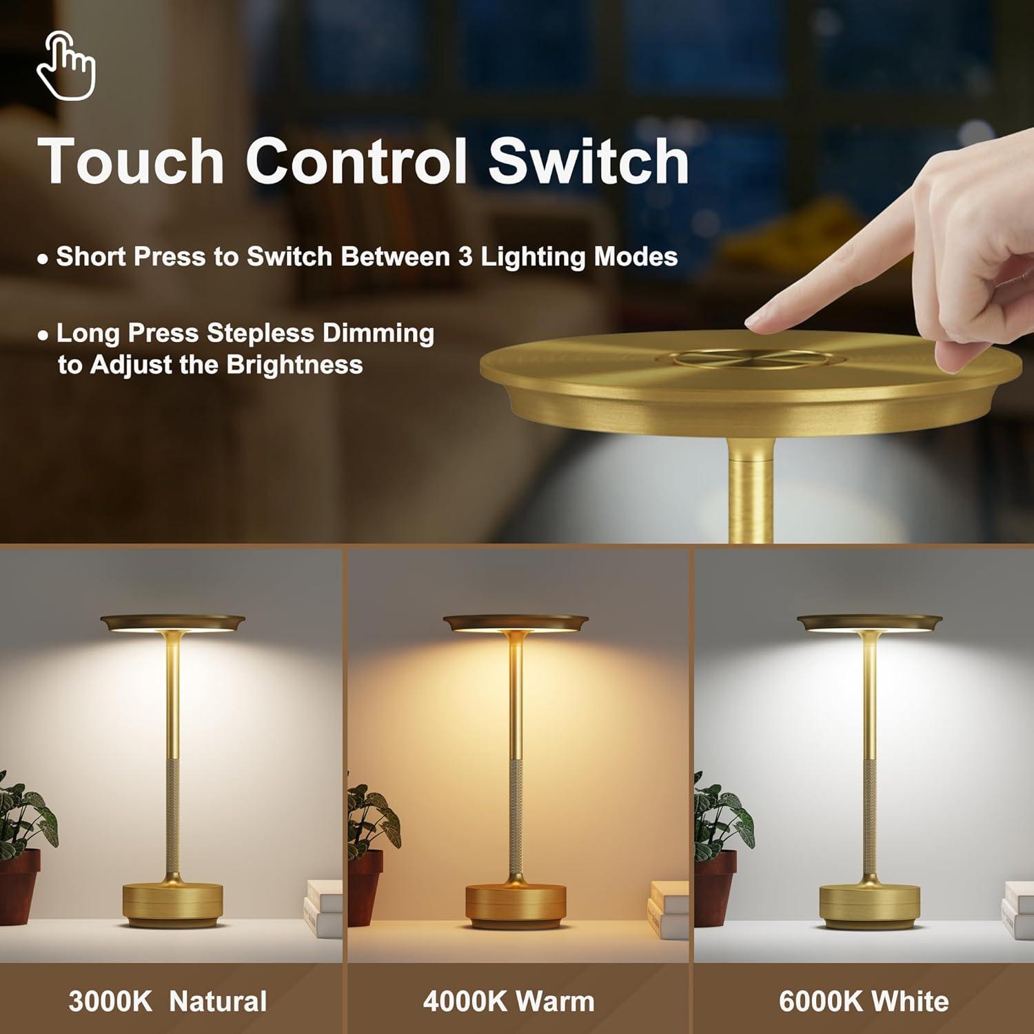 2 Lámparas de Mesa Inalámbricas Recargables FDIDC 5000mAh LED