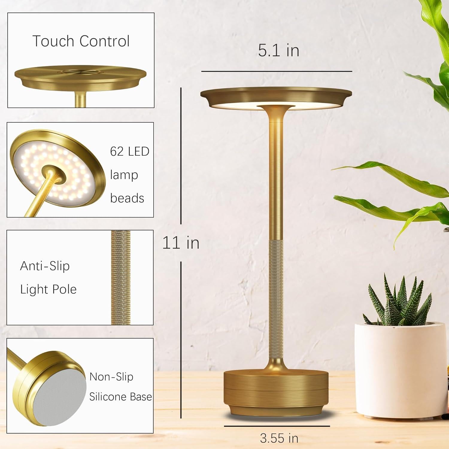 2 Lámparas de Mesa Inalámbricas Recargables FDIDC 5000mAh LED