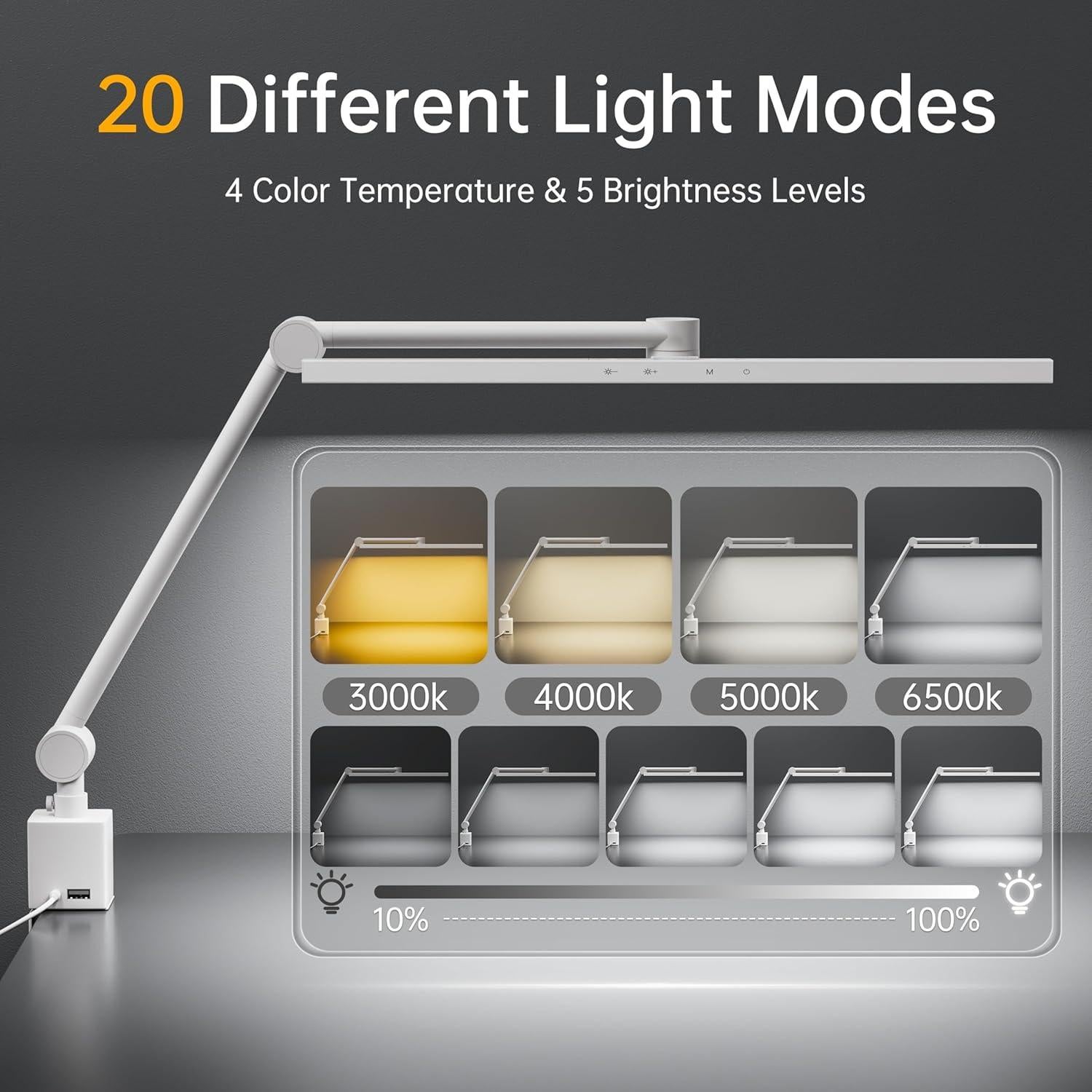 Lámpara de Escritorio LED deeloop HT8884-KC 2 Brazos Ajustables