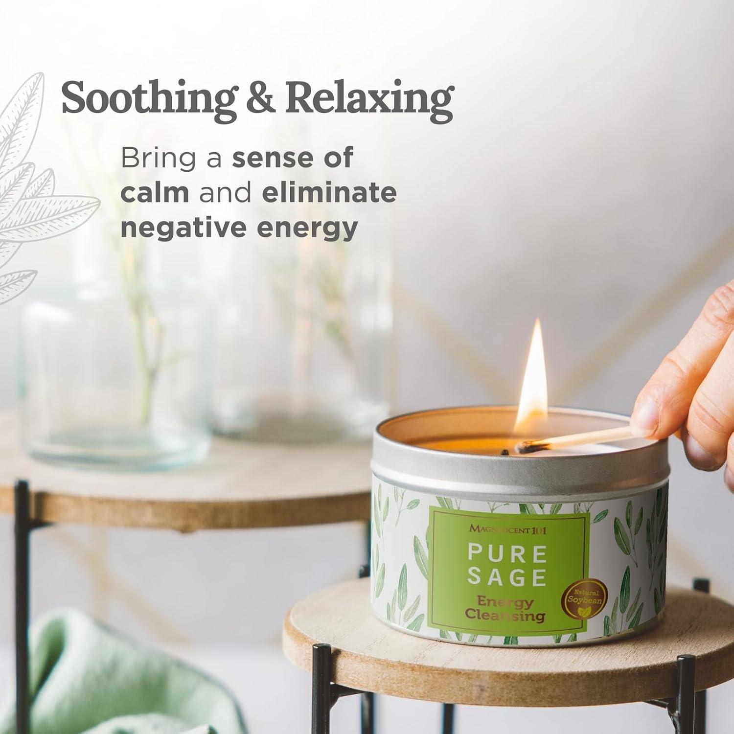 Vela de Aromaterapia Salvia Pura Magnífico 101 - 170 g - 35 Horas