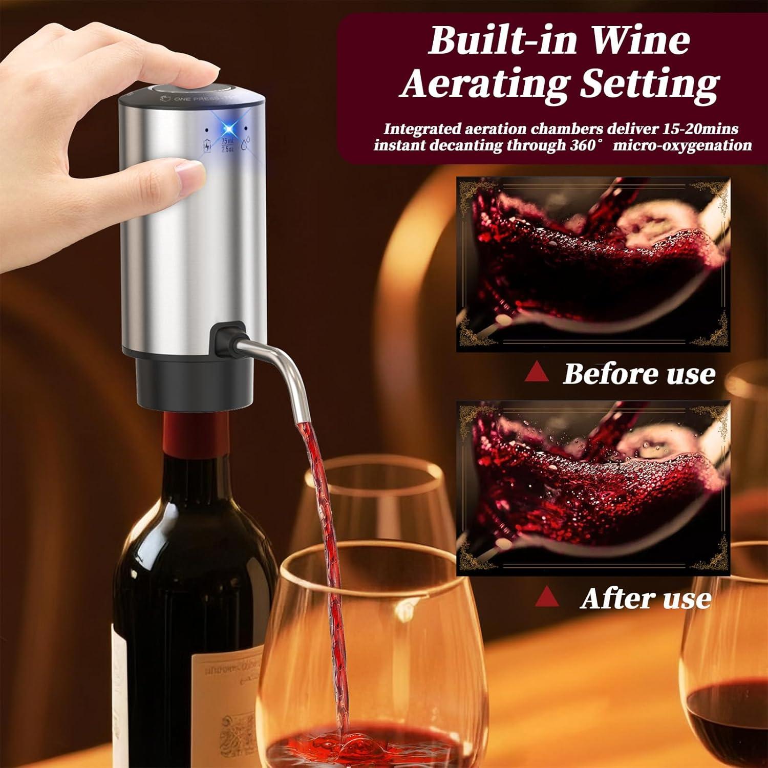 Aereador de Vino Eléctrico Aisining con Decantador y Dispensador