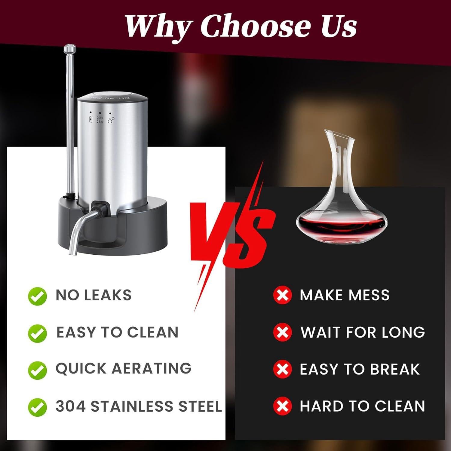 Aereador de Vino Eléctrico Aisining con Decantador y Dispensador