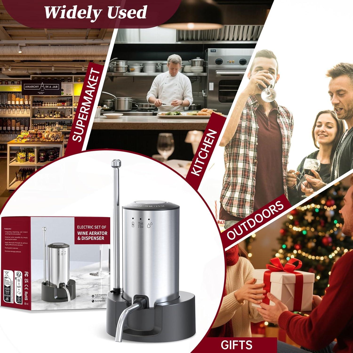 Aereador de Vino Eléctrico Aisining con Decantador y Dispensador