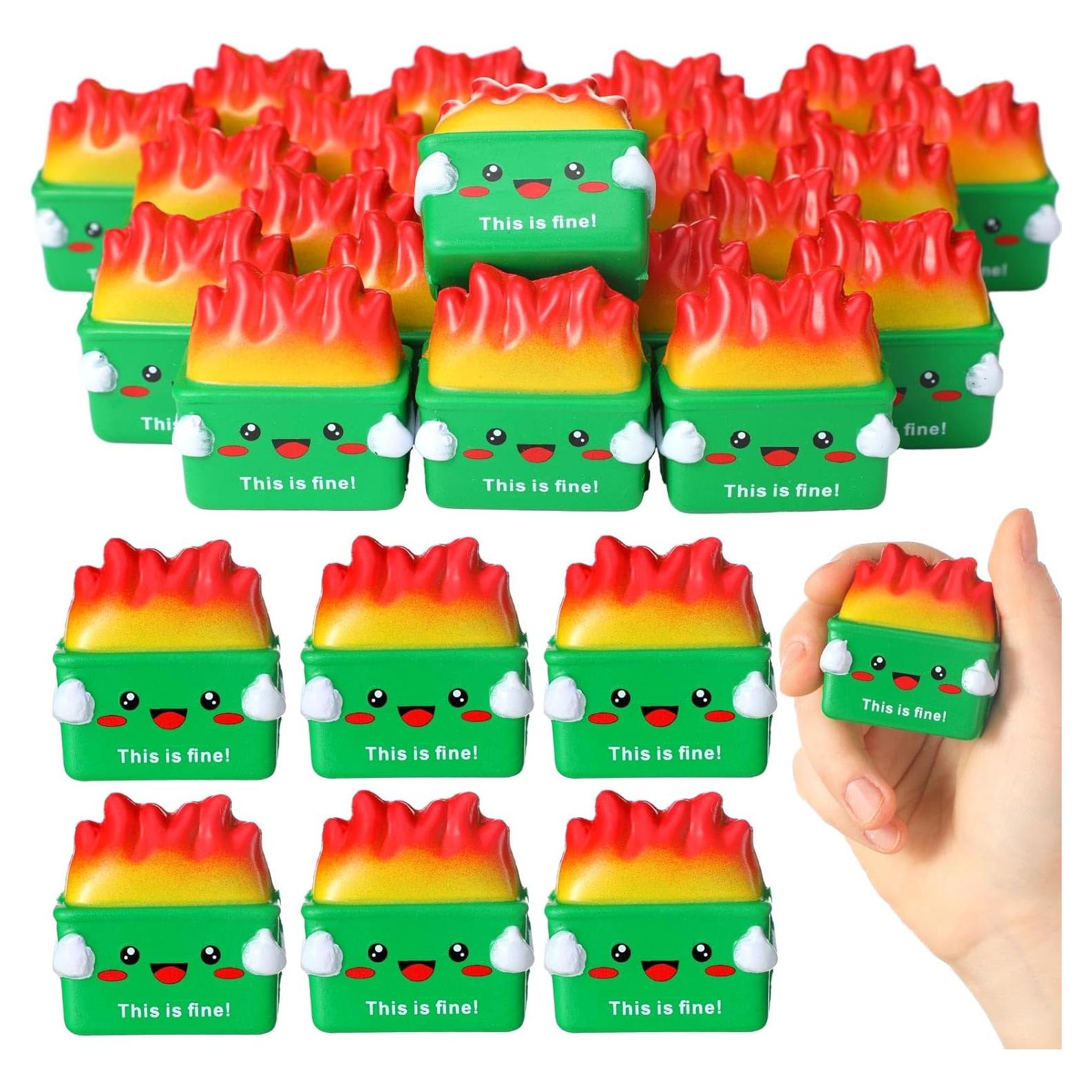 Leitee 24 Pelotas Antiestrés en Contenedor Verde - Juguetes para Alivio de Estrés