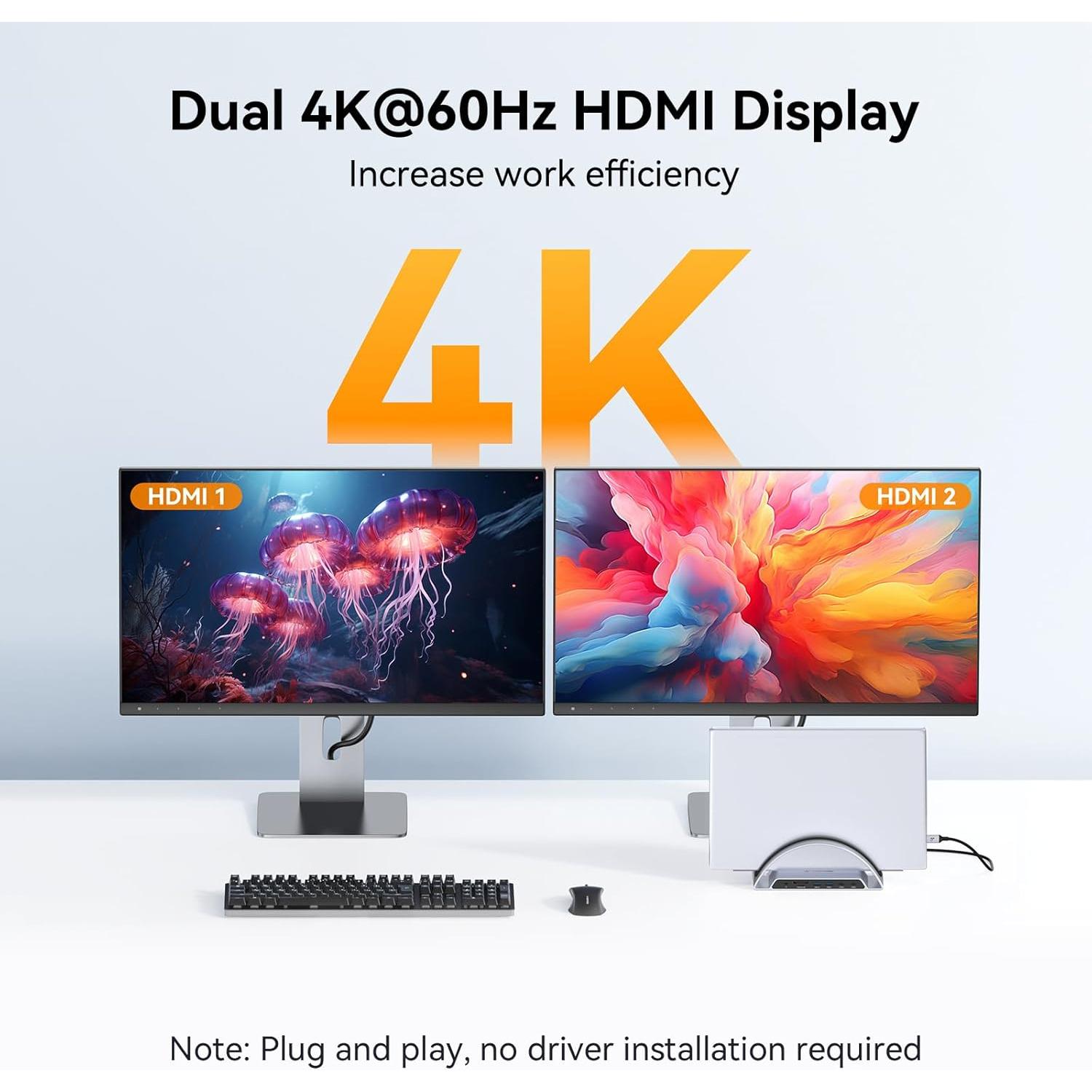 Estación de Acoplamiento USB C TobenONE Doble Monitor 4K