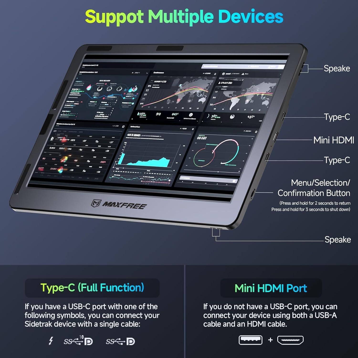 Maxfree F1 Extensor de Pantalla Portátil 14" FHD 1080p