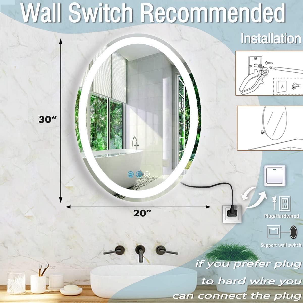 Espejo LED Ovalado DIDIDADA 76.2x50.8 cm con Luz Anti Niebla