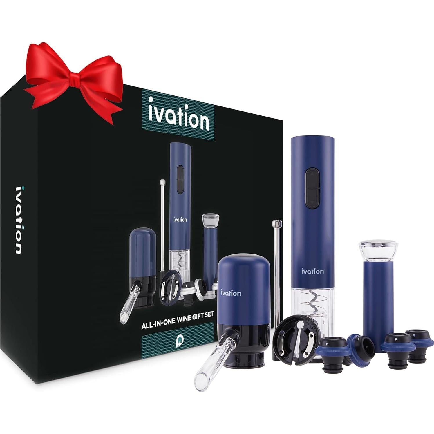 Conjunto de Regalo de Vino Ivation - Abrebotellas Eléctrico y Accesorios