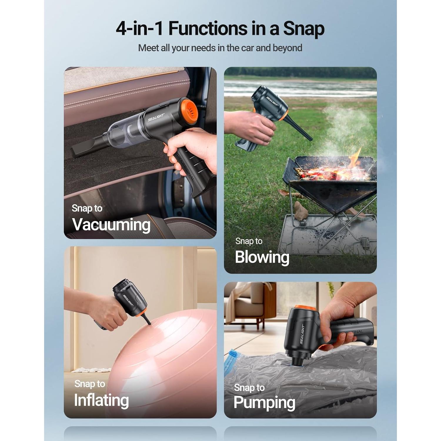 Aspiradora de Mano SEALIGHT X2 4 en 1 Alta Potencia 21000 PA