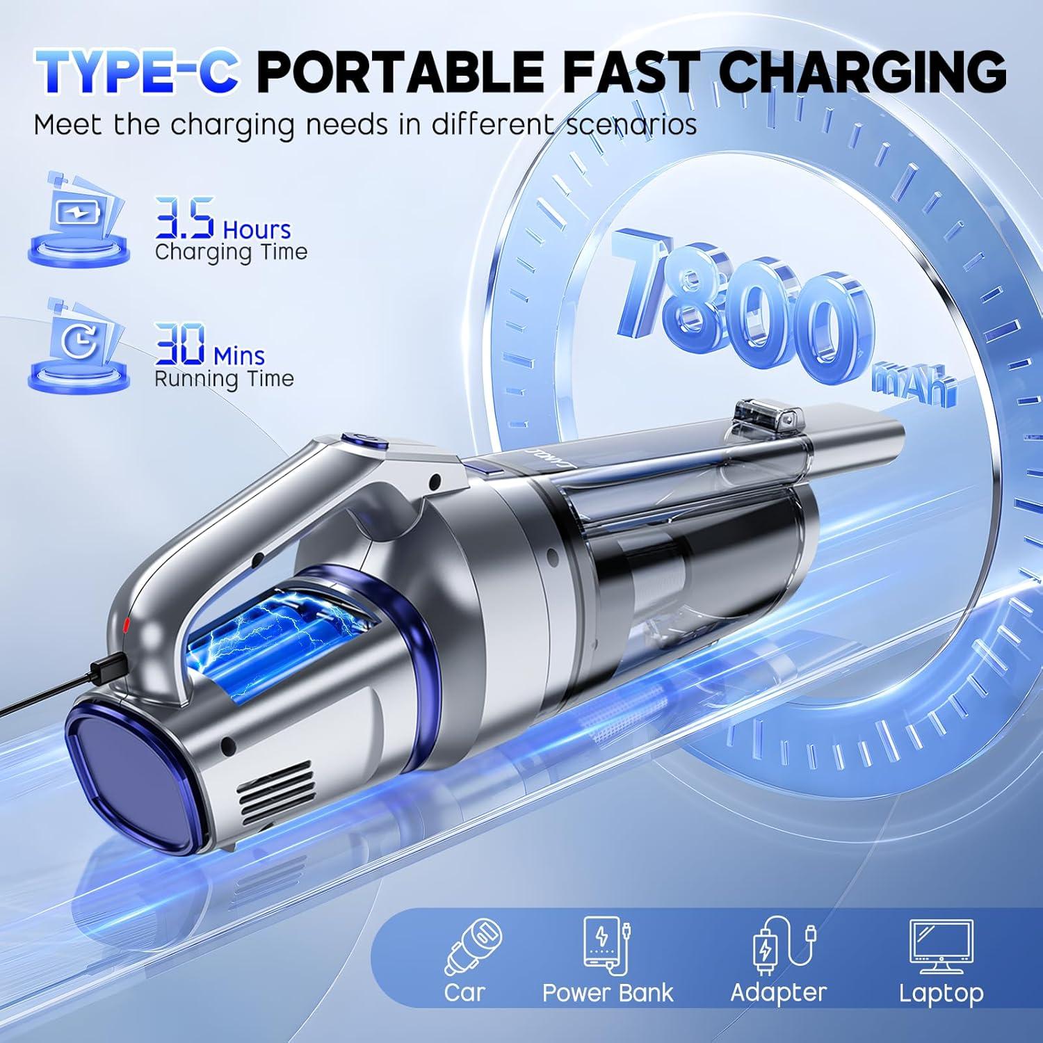 Aspiradora de Mano JONYJ Inalámbrica 16000PA Recargable