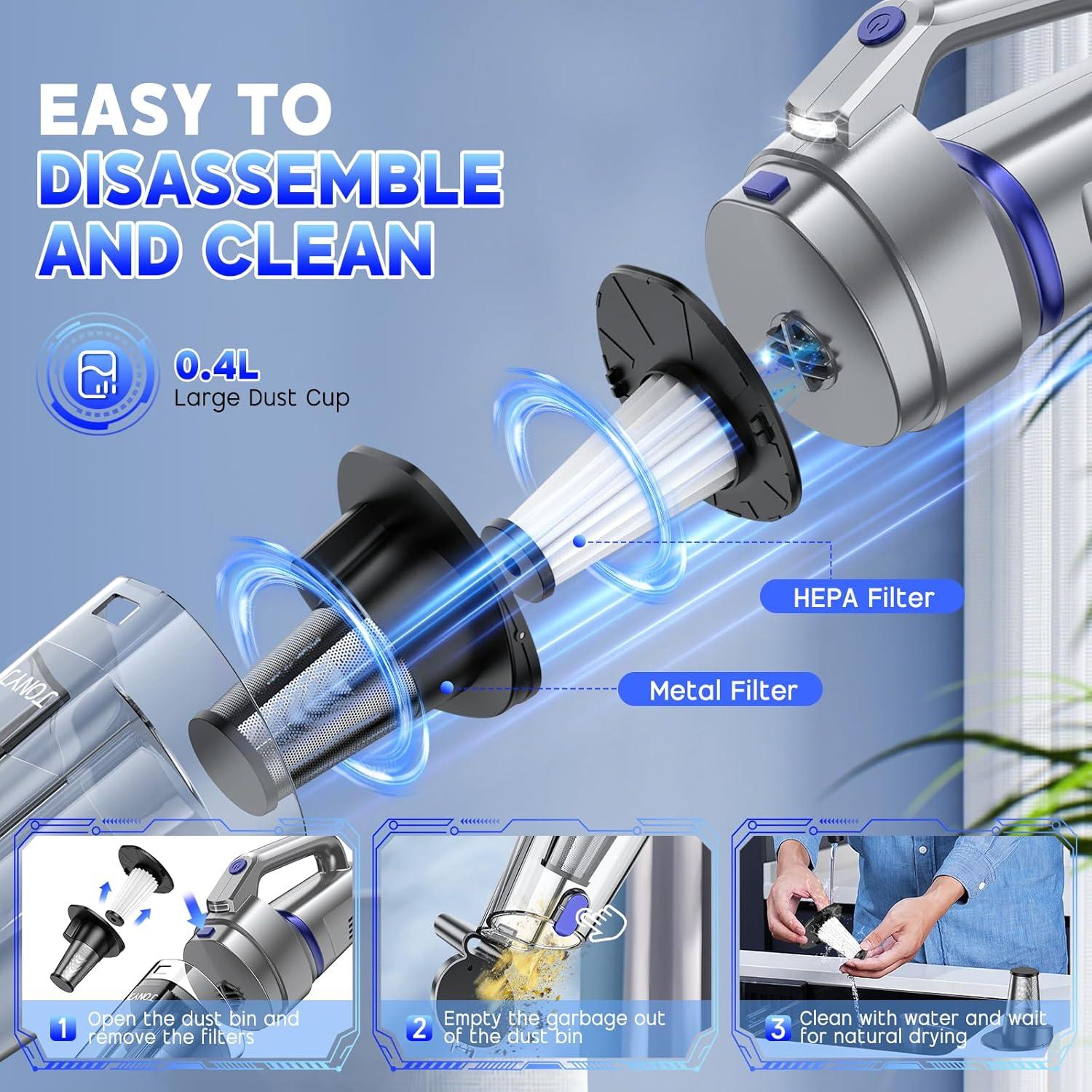 Aspiradora de Mano JONYJ Inalámbrica 16000PA Recargable