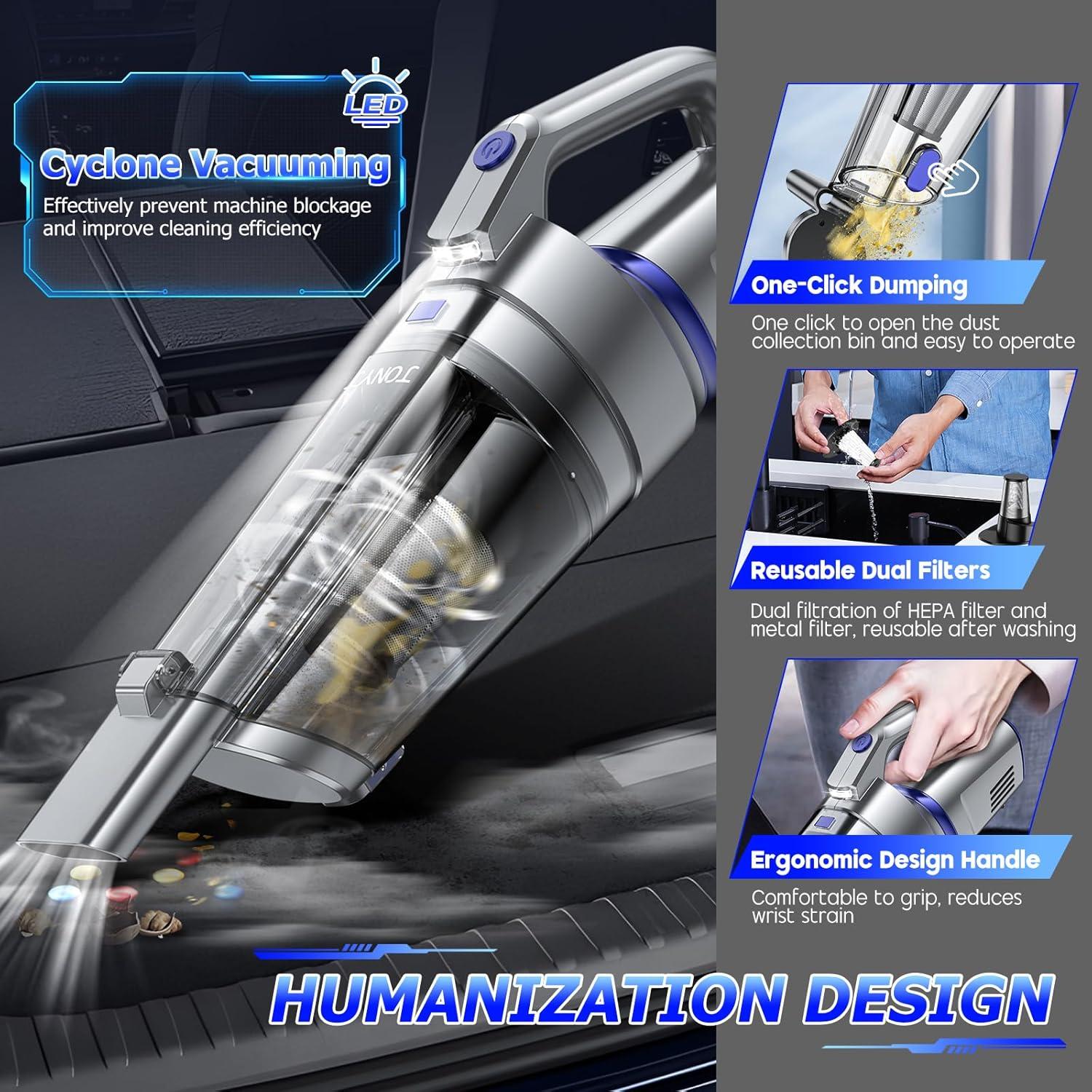 Aspiradora de Mano JONYJ Inalámbrica 16000PA Recargable