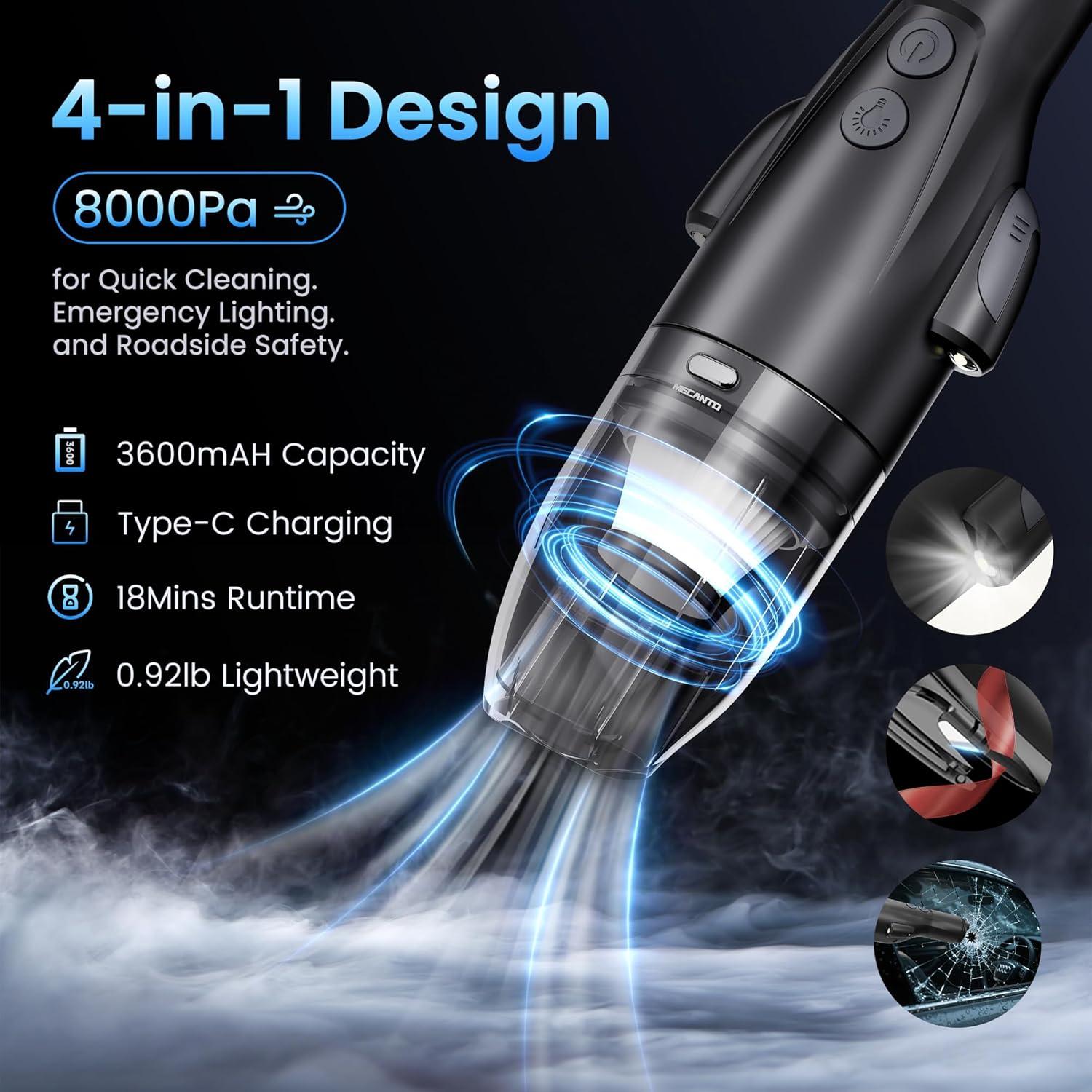 Aspiradora Inalámbrica Mecanto WL-X902 8000Pa Portátil 4-en-1