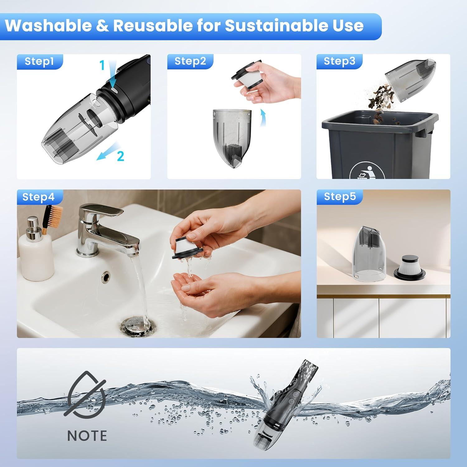 Aspiradora Inalámbrica Mecanto WL-X902 8000Pa Portátil 4-en-1