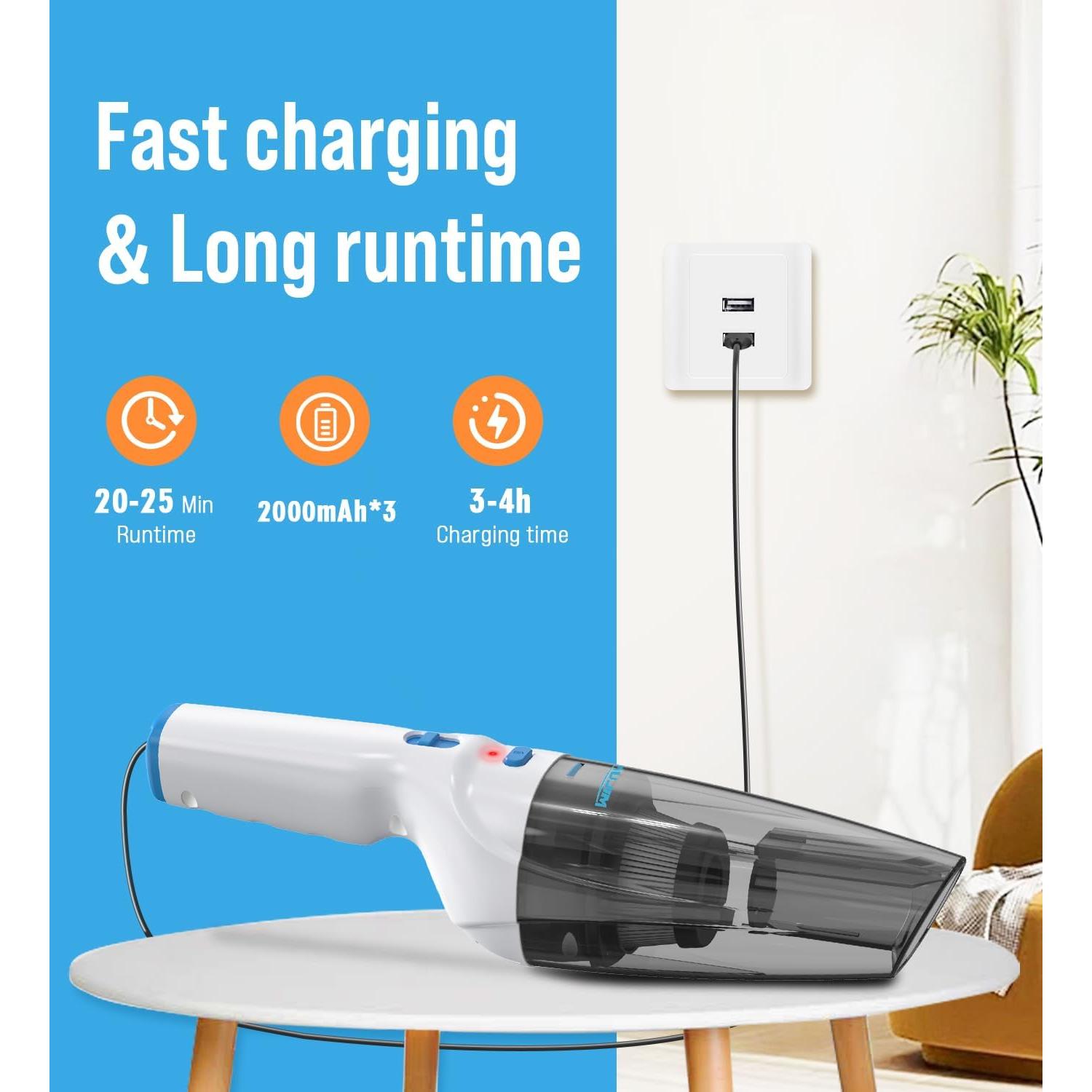 Aspiradora de Mano Inalámbrica Milunho 9500Pa 500ml HEPA