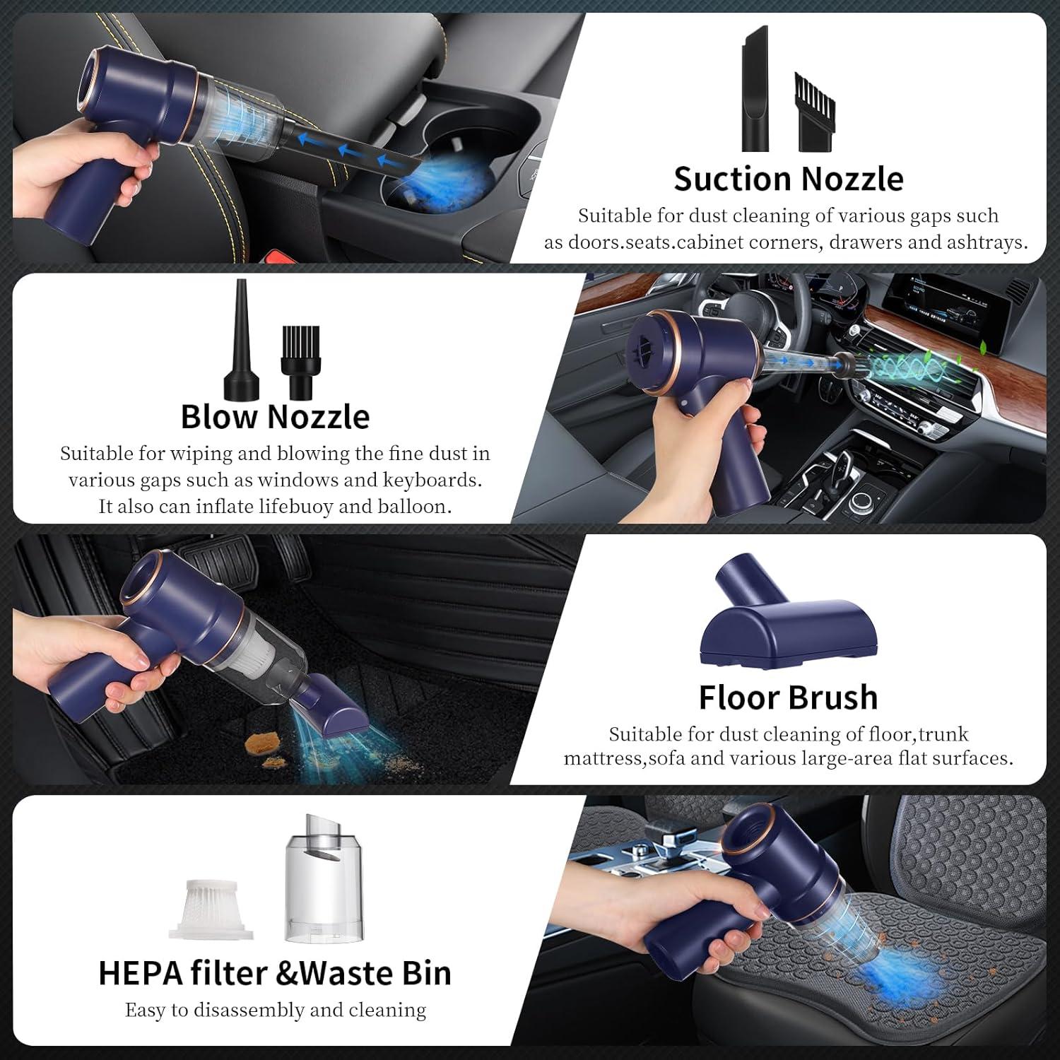 Aspiradora Portátil Inalámbrica Tejecu 120W HEPA Azul