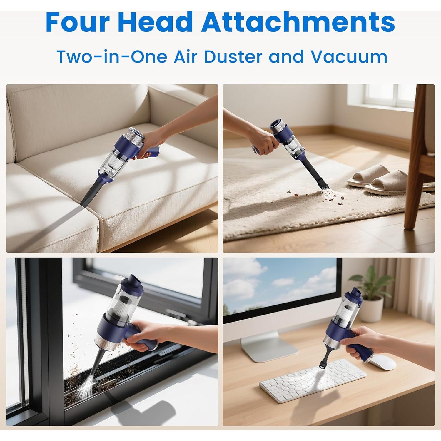 Aspiradora de Mano Inalámbrica Mecanto 12000Pa 3 en 1 HEPA