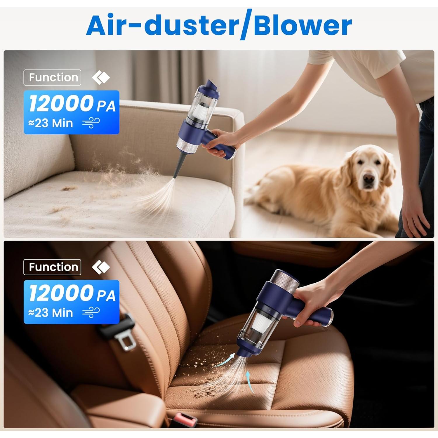 Aspiradora de Mano Inalámbrica Mecanto 12000Pa 3 en 1 HEPA