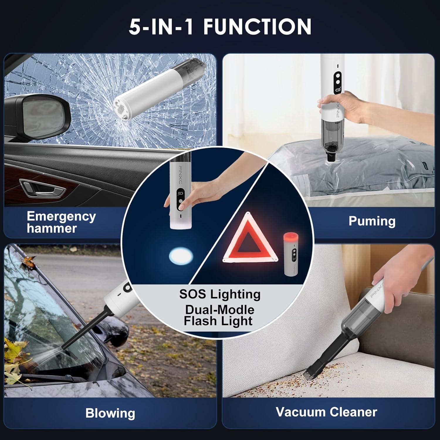 Aspiradora de Mano Inalámbrica PINXC CV301 15000Pa 5 en 1