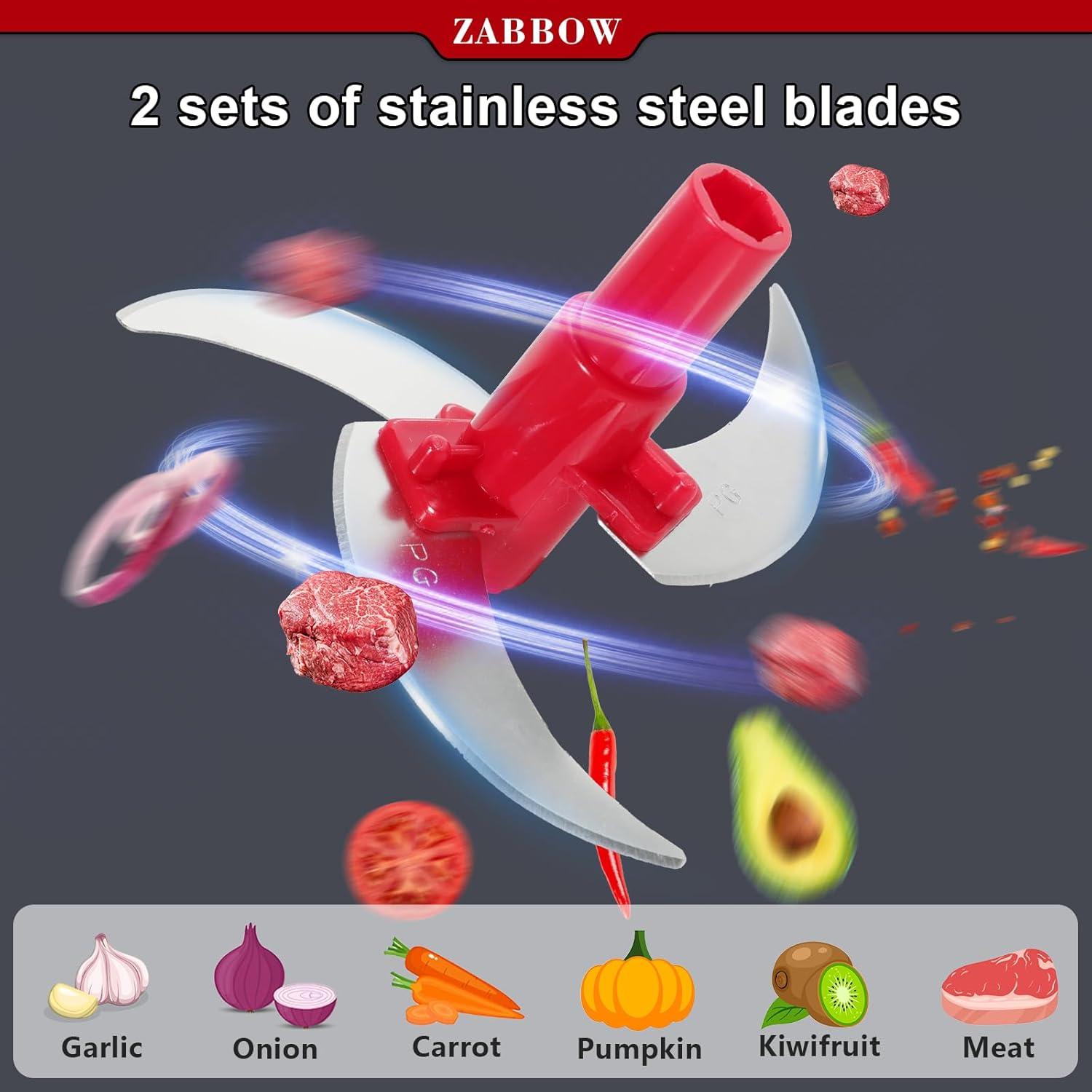 Procesador de Alimentos Manual ZABBOW 1.5L Rojo Picador de Manivela