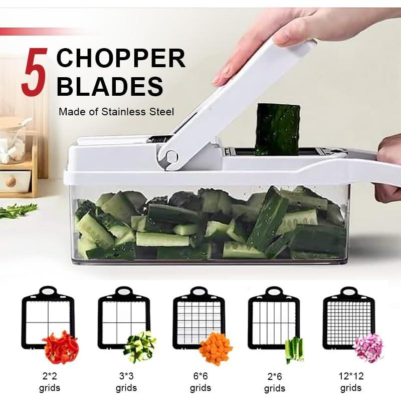 Picador de Verduras 22-en-1 Genérico con 8 Cuchillas y Contenedor 1.3L