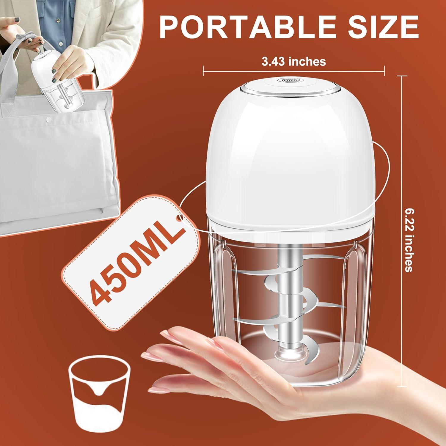 Picador de Ajo Eléctrico G4S3 450ml Portátil USB Blanco