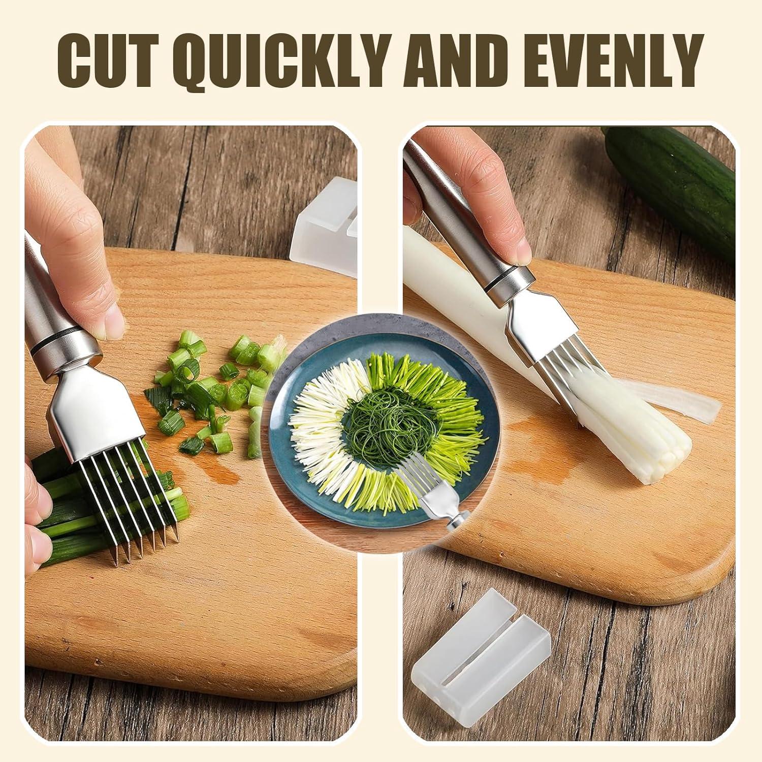 Cortador de Cebollín CCDANSIYUCR de Acero Inoxidable 5 Cuchillas