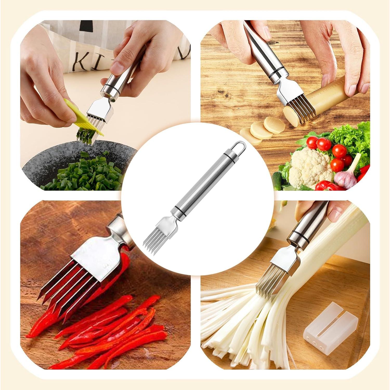 Cortador de Cebollín CCDANSIYUCR de Acero Inoxidable 5 Cuchillas