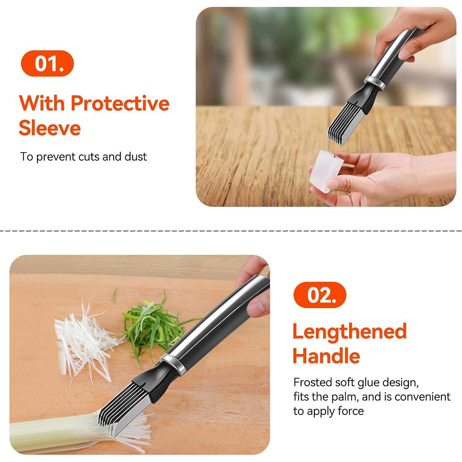 Cortador de Cebolla Verde HERCHR Acero Inoxidable 19.5cm