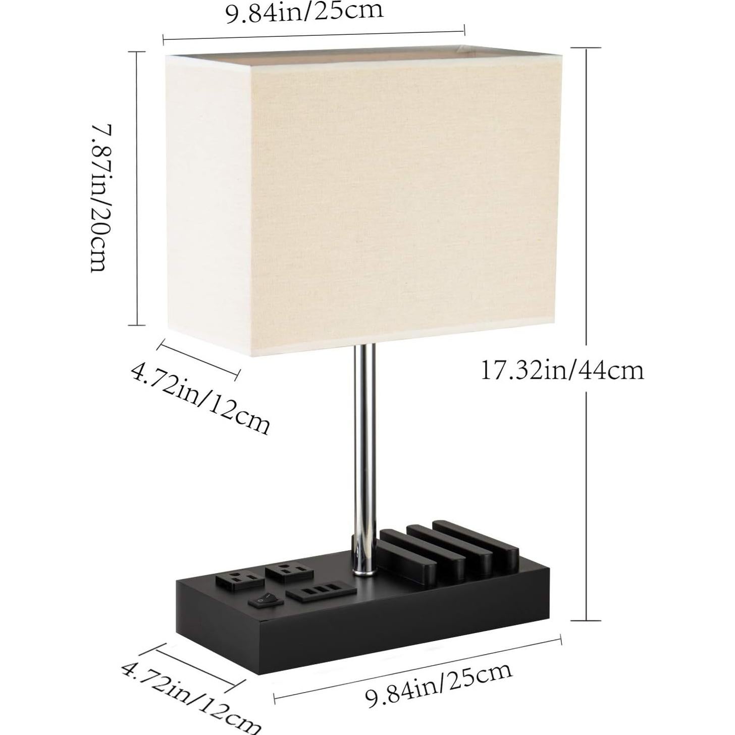 Lámpara de Mesa Briever con 3 Puertos USB y 2 Salidas AC
