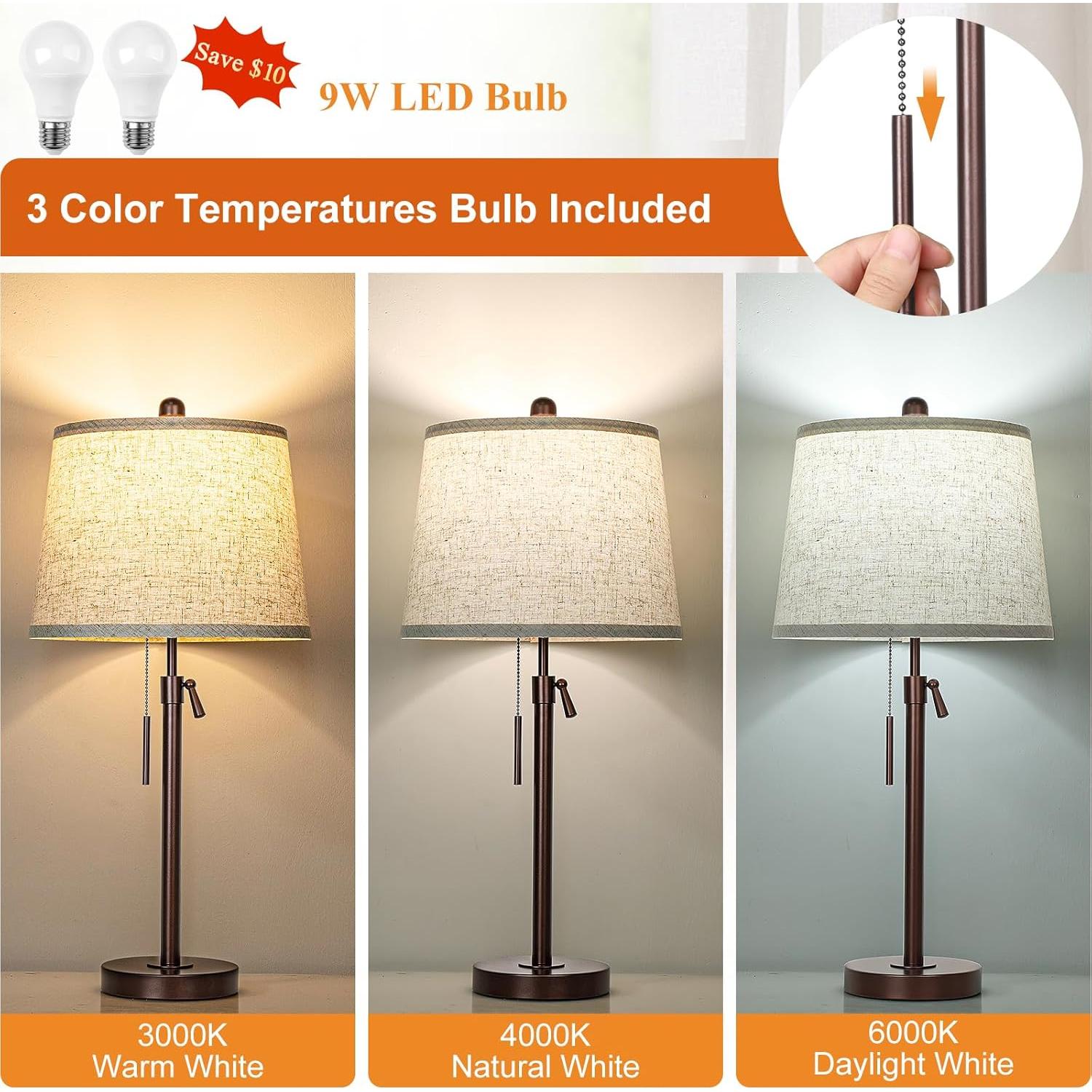 Juego de 2 Lámparas de Mesa Ajustables 56-76 cm Marrón JUNNAI