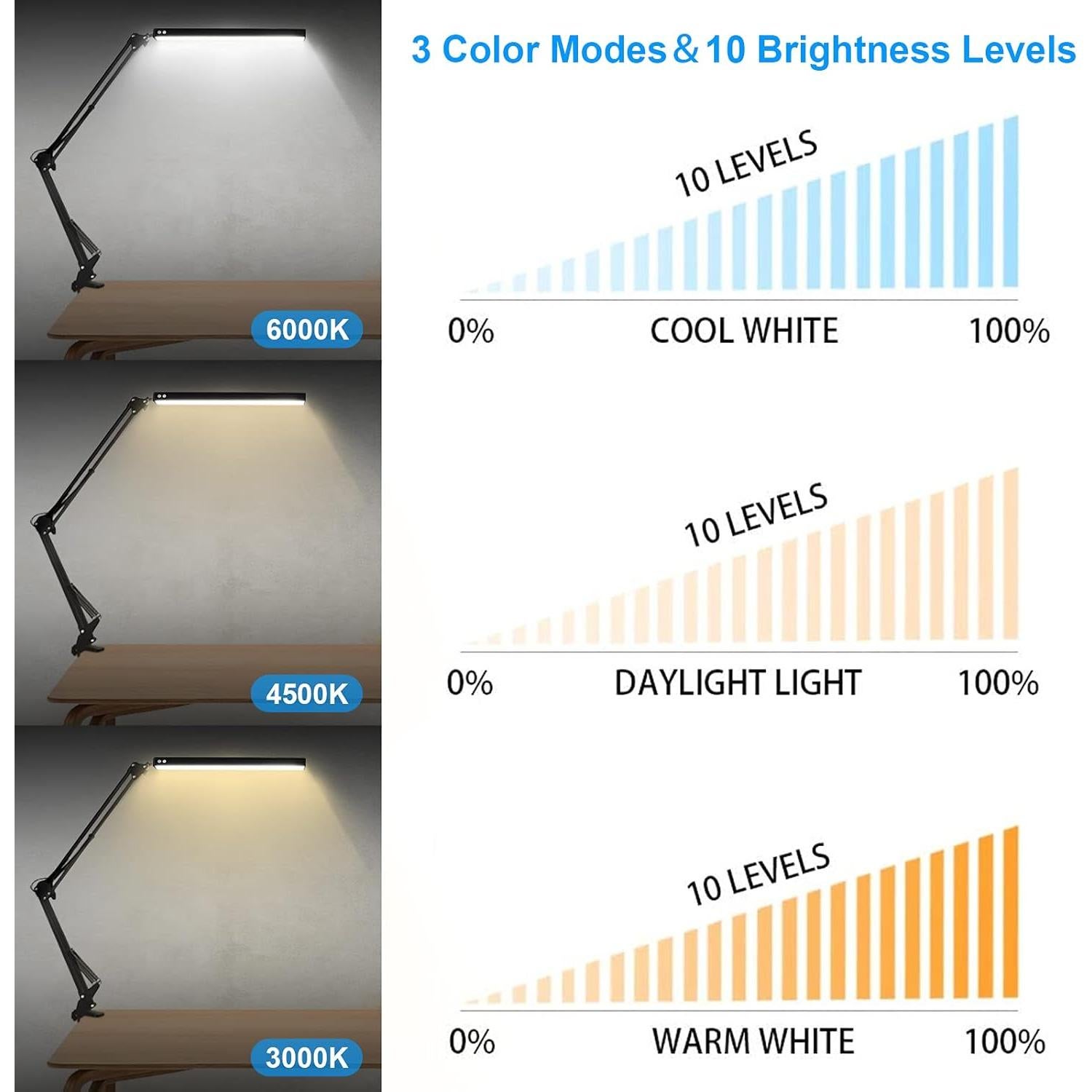 Lámpara de Escritorio LED HaFundy TD-00A Ajustable 3 Modos
