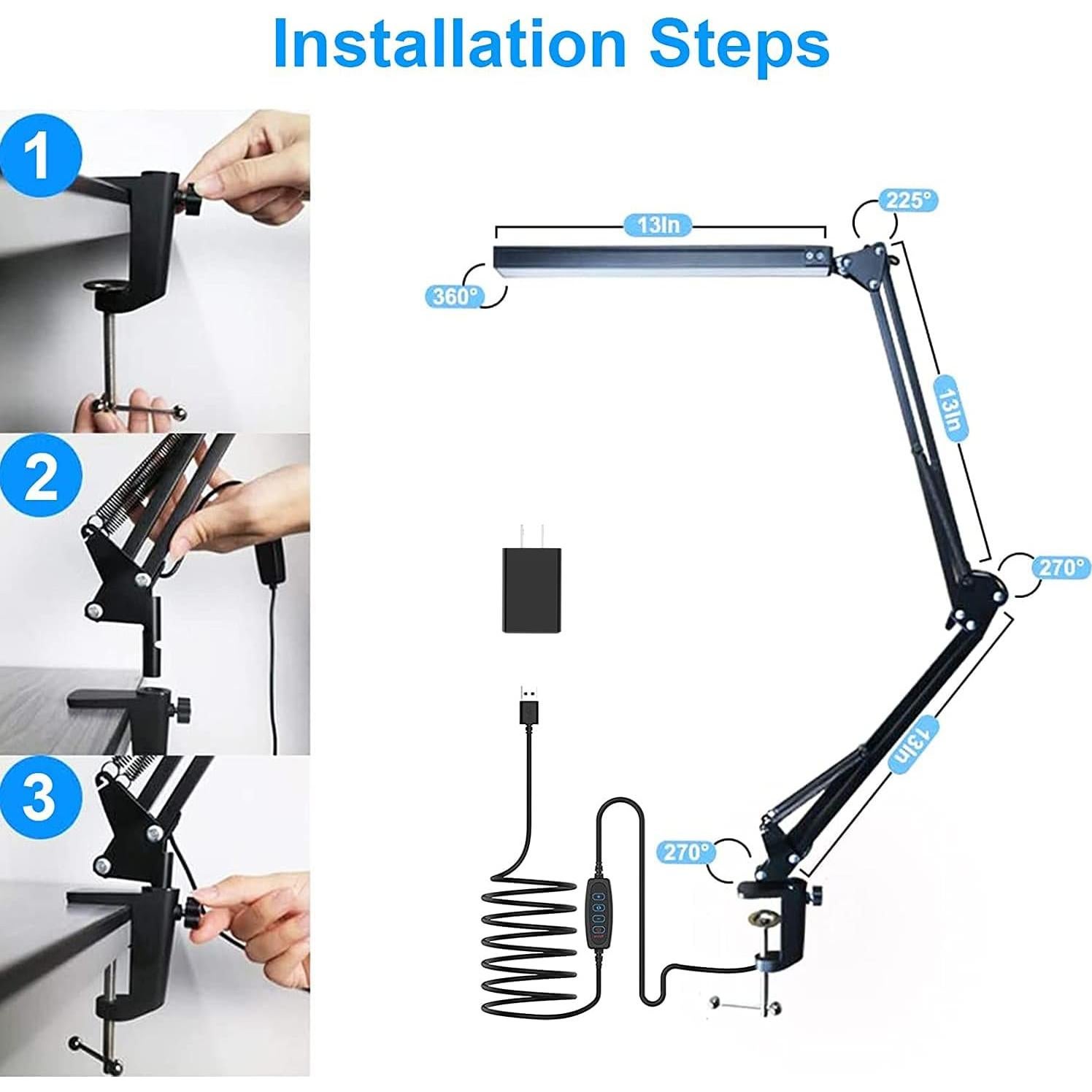 Lámpara de Escritorio LED HaFundy TD-00A Ajustable 3 Modos