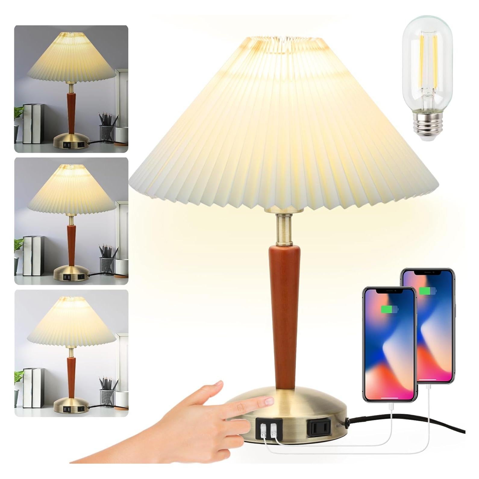 Lámpara de Mesa Táctil LALISU con Regulación 3 Niveles Marrón